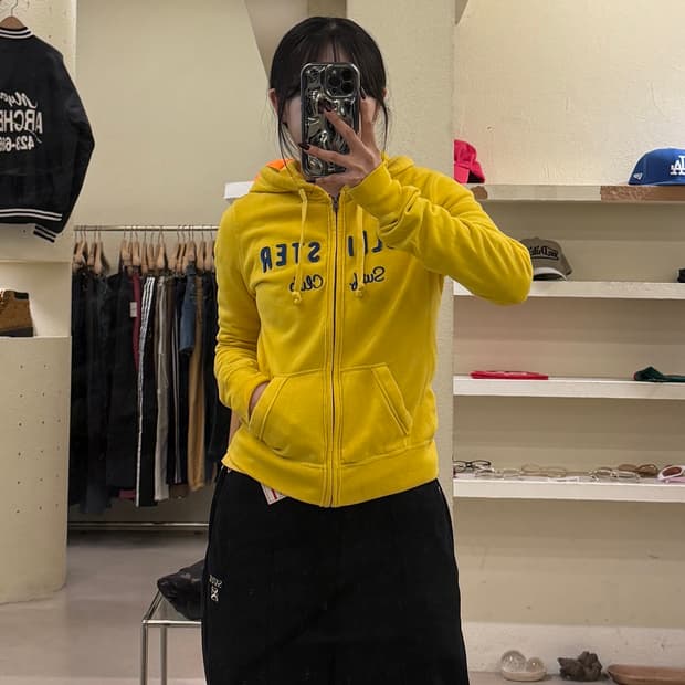 홀리스터 서프클럽 로고 옐로우 후드집업 U1424