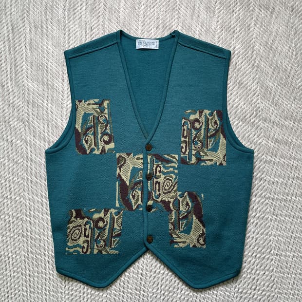 빈티지 그린아이슬란드 usa 에스닉 베스트 