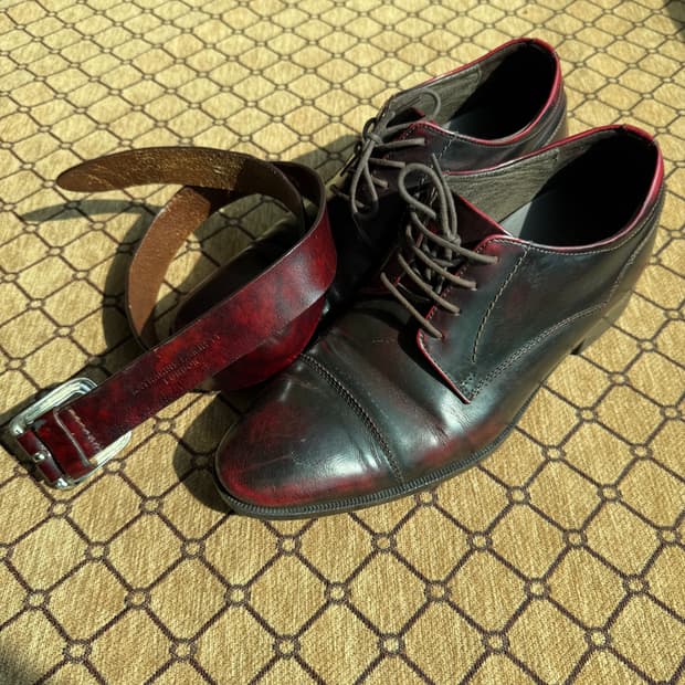 버건디 벨트&구두 set