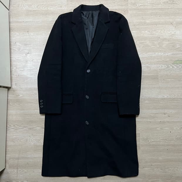 젠틀커버 모직 싱글 브레스티드 롱코트 [블랙] 52 (XL/105)