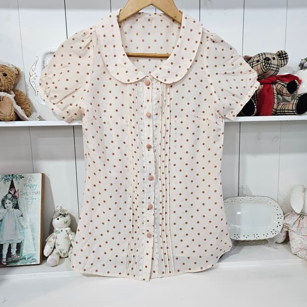 도트 세일러카라 블라우스