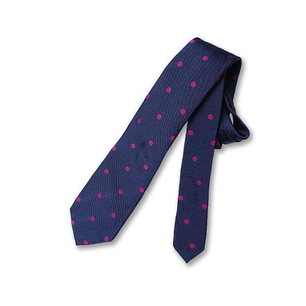 드레익스 [Drake's] 네이비 도트 패턴 핸드메이드 타이