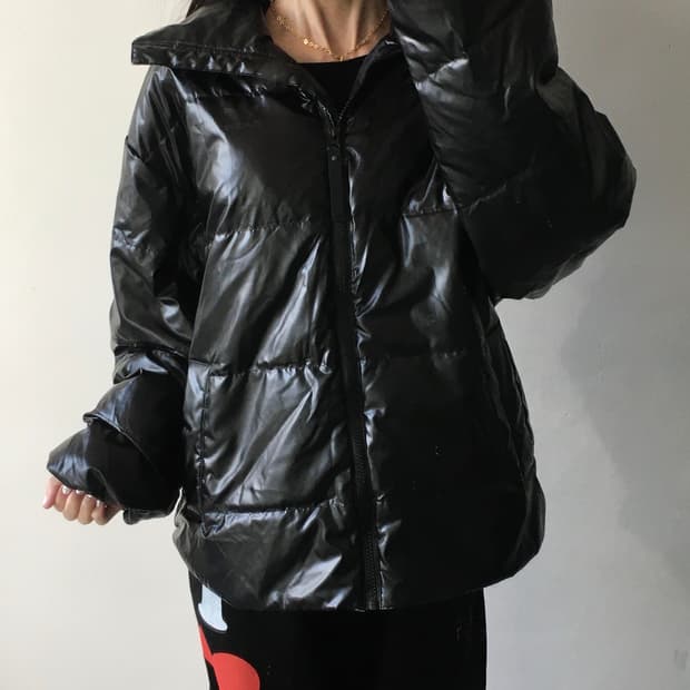 아디다스 글로시 백로고 패딩자켓