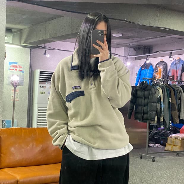 파타고니아 신칠라 오트밀 플리스 풀오버 스냅티 B3903