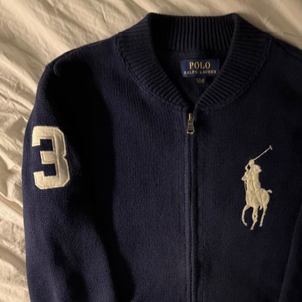 폴로 빅포니 니트집업 네이비
