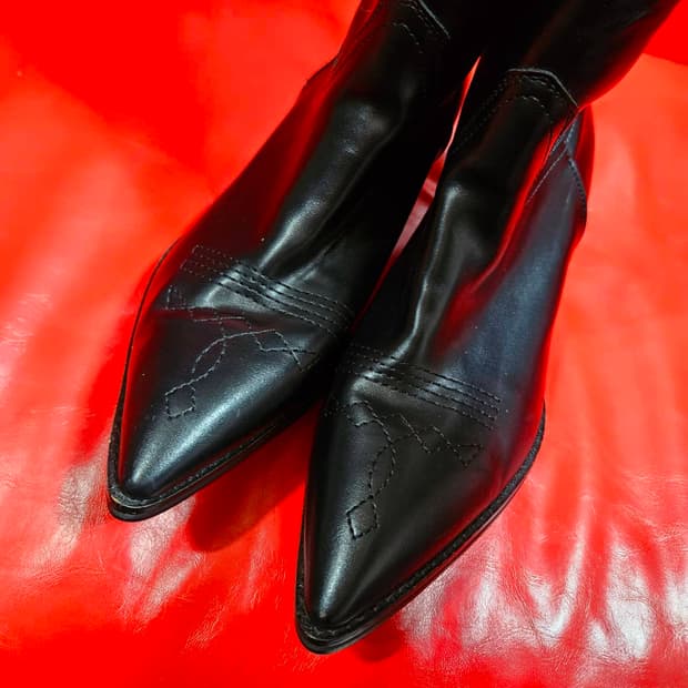 웨스턴 코 자수 레더 롱 부츠 250size