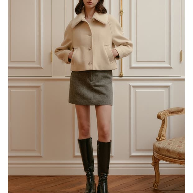 룩캐스트 메리노아 울 자켓 코트 아이보리 택o 새상품