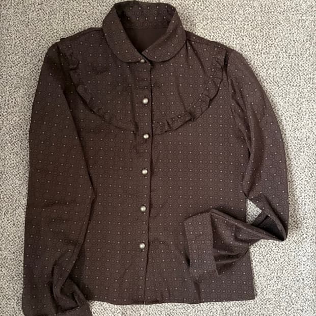 Vintage 에스닉 오리엔탈 브라운 블라우스