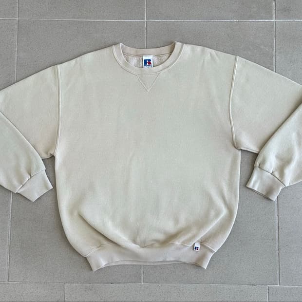 90s 빈티지 러셀 스웻셔츠 베이지 M