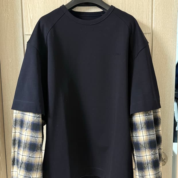 준지 아가일 셔츠 레이어드 롱슬리브 m