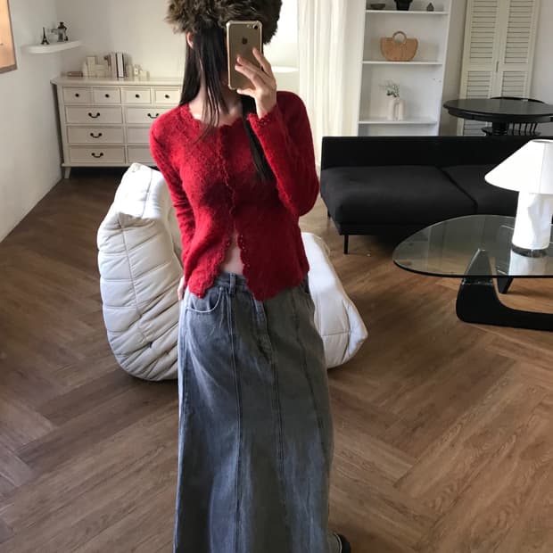 vintage denim long skirt (27inch)