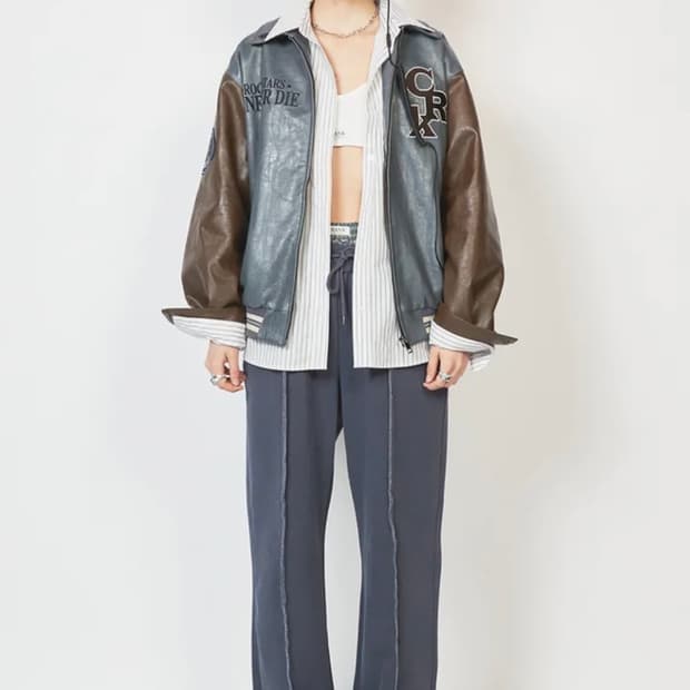 크랭크CRANK 오버사이즈 스타디움 자켓_블루