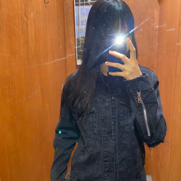 (L) Forever 21 빈티지 블랙 데님 자켓