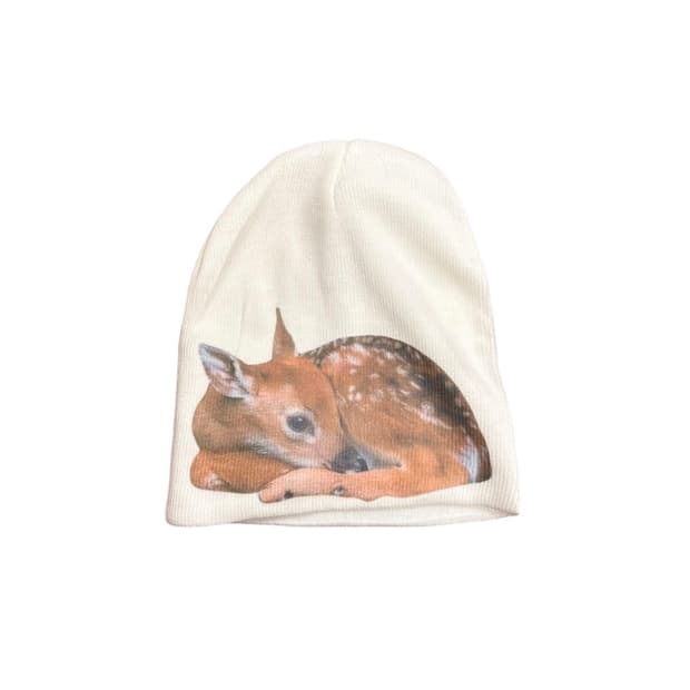 Baby deer white beanie