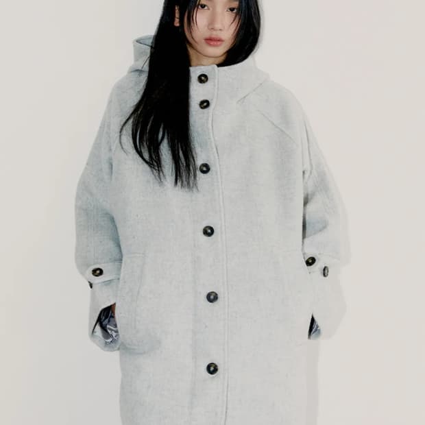 오피쉬 리치 울 하프코트 그레이