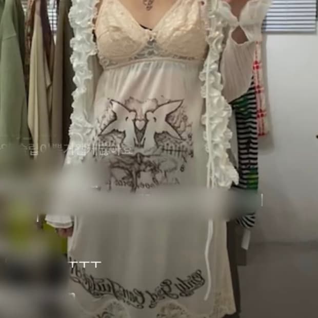 빈티지 슬리브리스 레이스 원피스 슬립