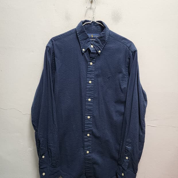 폴로 시어서커 클래식핏 네이비 셔츠