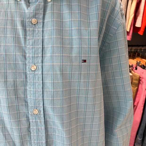 TOMMY HILFIGER 80's 2PLY 스카이블루 체크 셔츠