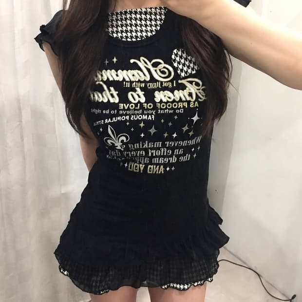 JPN Vintage 고스펑크 갸루 프릴 하운드 미니원피스