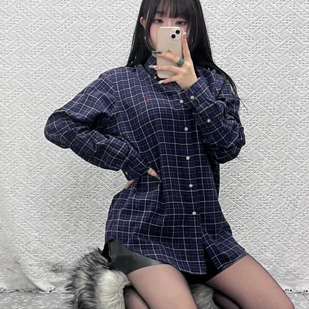 폴로 랄프로렌 올드스쿨 레트로 캐주얼 빈티지 체크 셔츠 M C10522