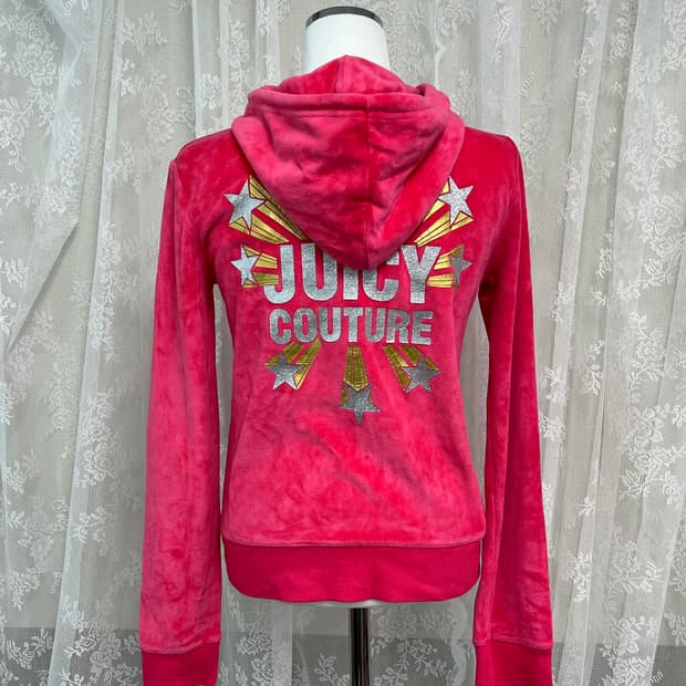 M) 쥬시꾸뛰르 벨벳 후드 집업 핑크