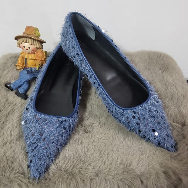 새상품 오르 orr 드레곤블루스 스팽글 펌프스 플랫슈즈 38 250