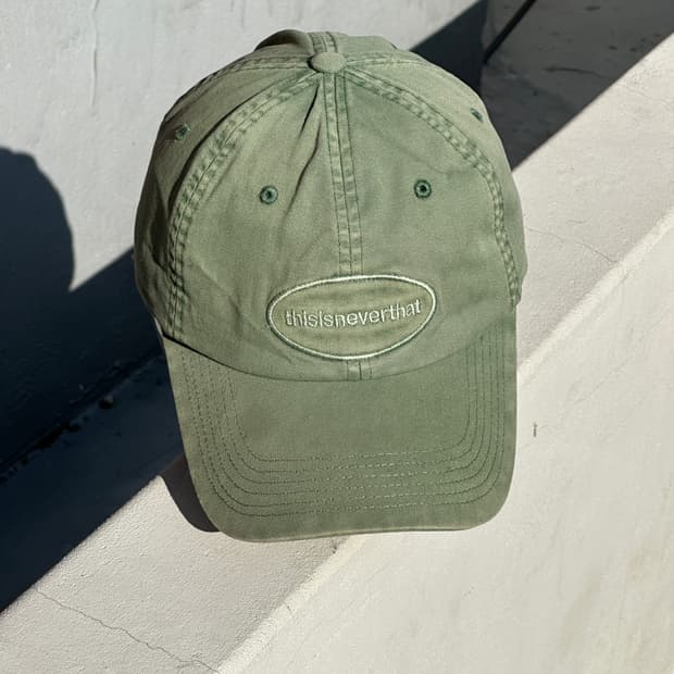 [F] 디스이즈네버댓 로고 워싱 카키 볼캡 모자