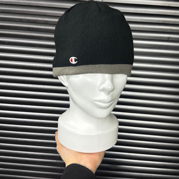 챔피온 C로고 블랙 검정 회색 그레이 양면 리버시블 모자 비니 스트릿