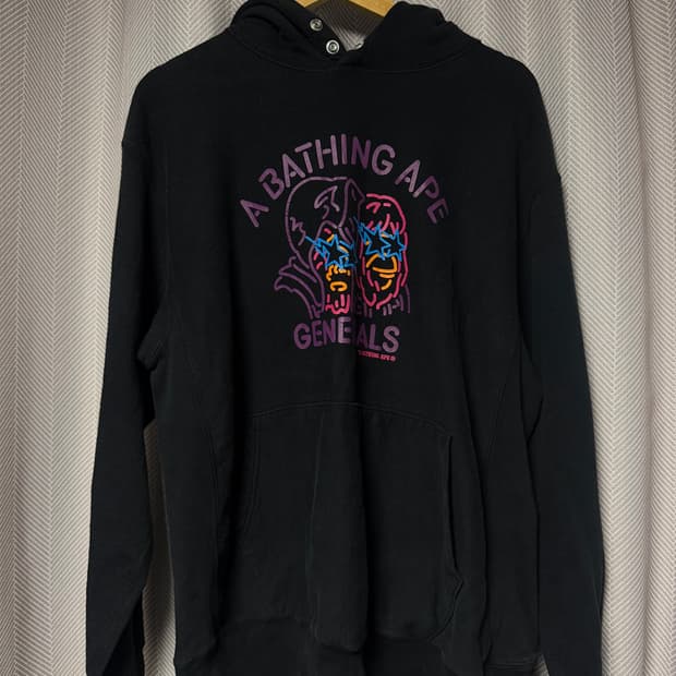 베이프/BAPE 제너럴스 네온 프린팅 후드티 블랙 (L)