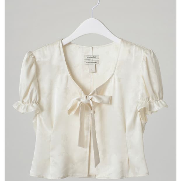 오버듀플레어 JACQUARD CROP BLOUSE S