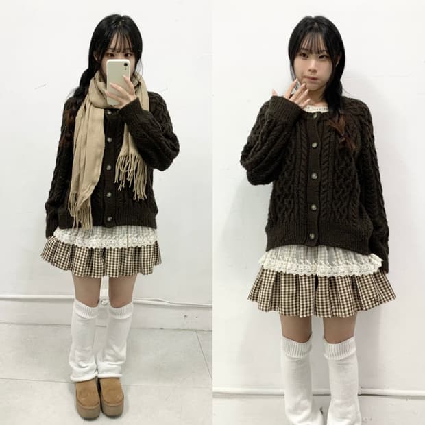 [AXES FEMME] 코디셋 ! 라떼갸루 코코아 니트 코디세트