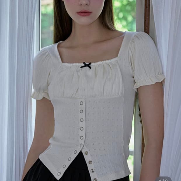 로제프란츠 퍼프 셔링 리본 티셔츠 Puff Shirring Ribbon