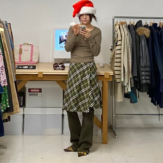 BURBERRY belted 랩스커트