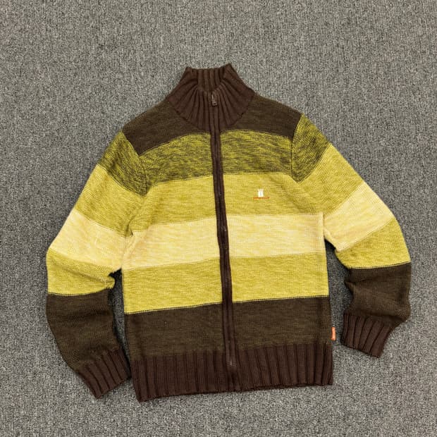 OS)Annil 빈티지 여성 스트라이프 니트집업