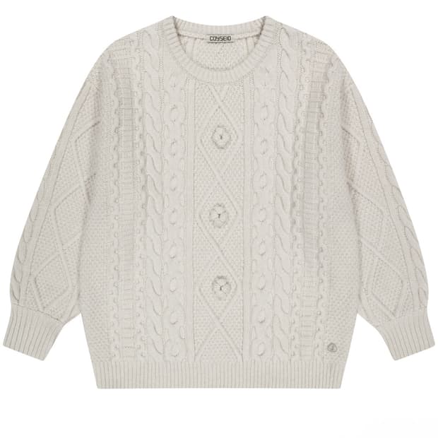 코이세이오 pompom cable knit ivory 