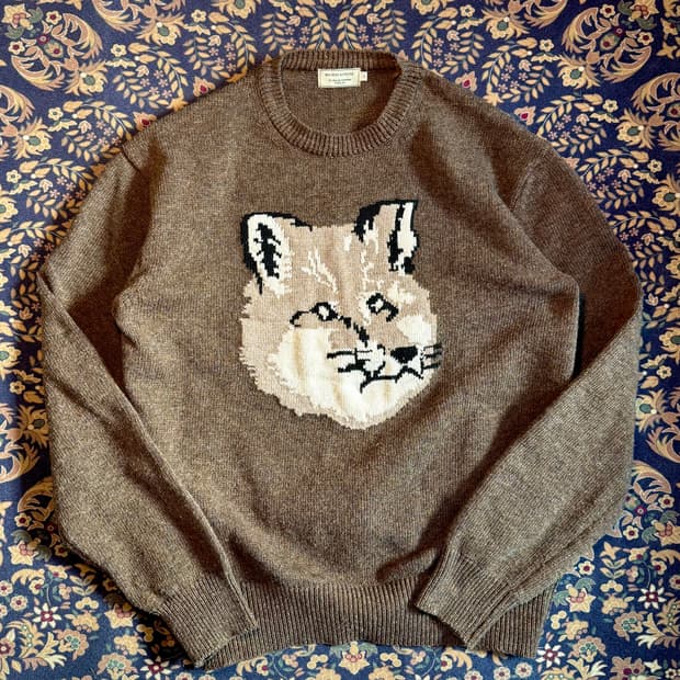 메종 키츠네 빅폭스 자카드 코튼 크루넥 스웨터