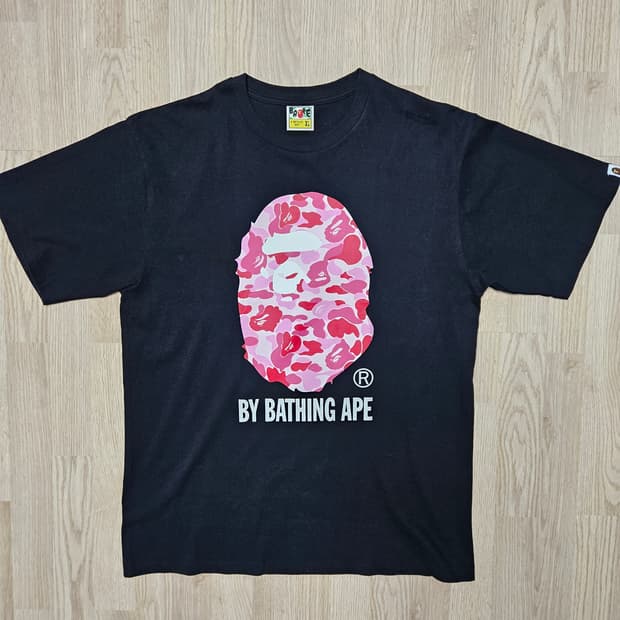 베이프 반팔 티셔츠 블랙 핑크 XL