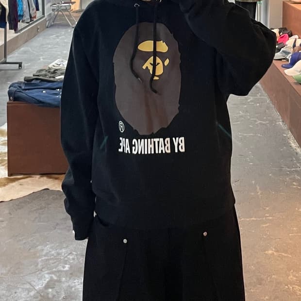 베이프 빅페이스로고 블랙 후드티 H1970