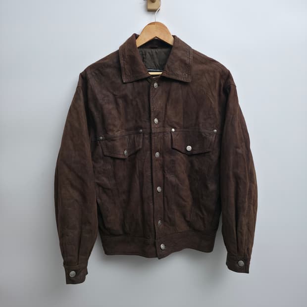 [S] 베르사체 브라운 스웨이드 가죽 자켓