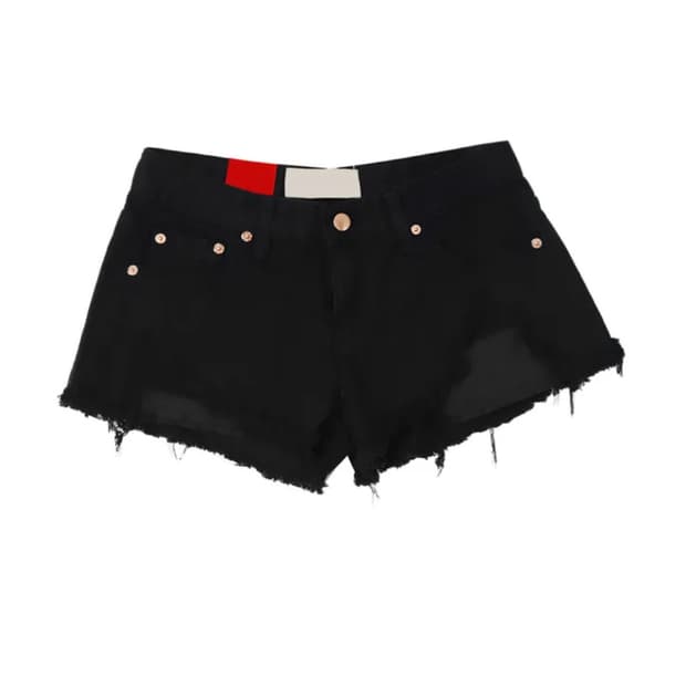 시크윈 핫 로우라이즈 구제 데미지 커팅 코튼 숏팬츠 블랙