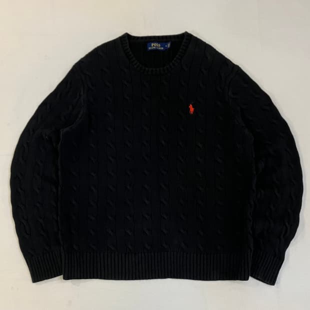 폴로 랄프로렌 신형 꽈배기 케이블 니트 블랙
