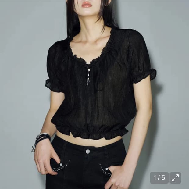 헬레네파리스 시스루 셔츠 블랙