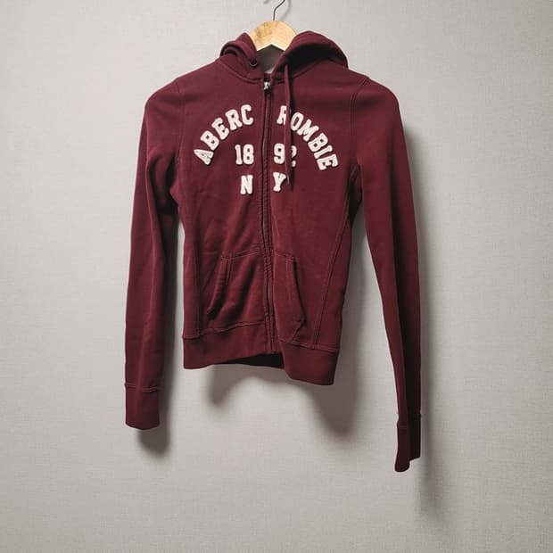 [XS] 아베크롬비 버건디 기모 후드집업