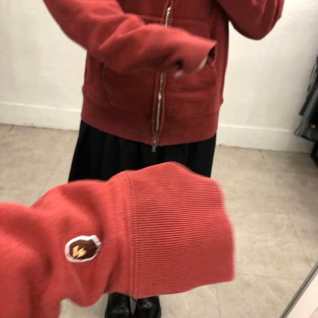 베이프 버건디 후드 집업