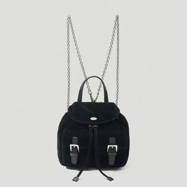 더바넷 모브 리틀 체인 벨벳 백팩