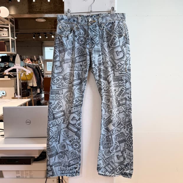 코앤루 데님 풀프린팅 팬츠