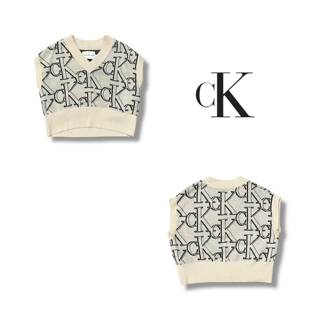  캘빈클라인 진스 로고 브이넥 니트 베스트 y14395