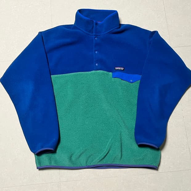 파타고니아 플리스 풀오버 블루/그린