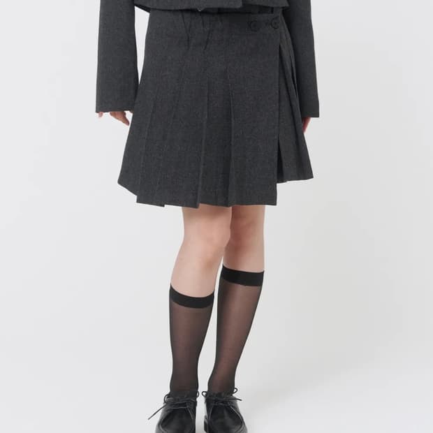 미세키서울 Wabi origami pleats midi skirt 차콜