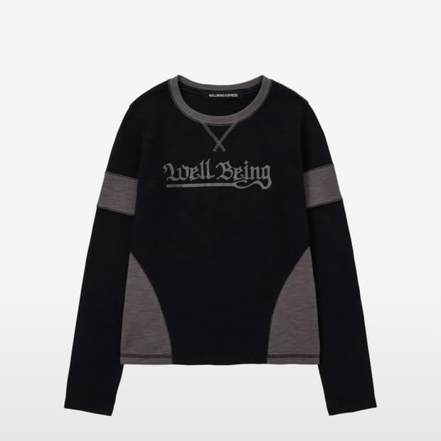 웰빙익스프레스 Melange Color Block Top Black M